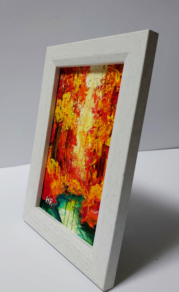 油絵 ハガキ絵画額付き【紅葉の湖】 絵画 HR 通販｜Creema(クリーマ 