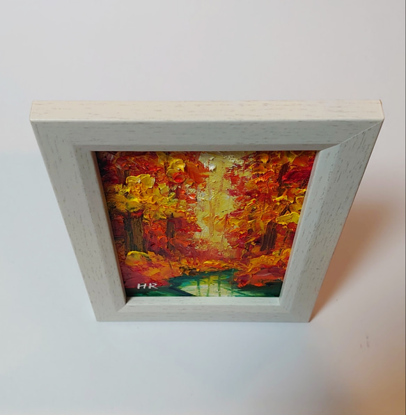 メルカリ油絵uF6-081811風景（秋の紅葉）絵画絵