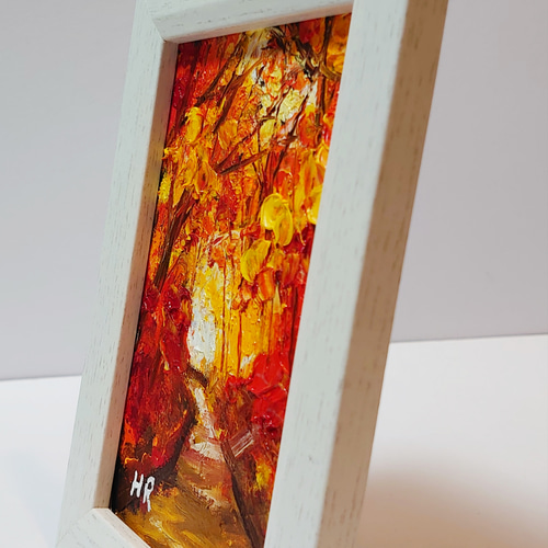 油絵 ハガキ絵画額付き【紅葉のトンネル】 絵画 HR 通販