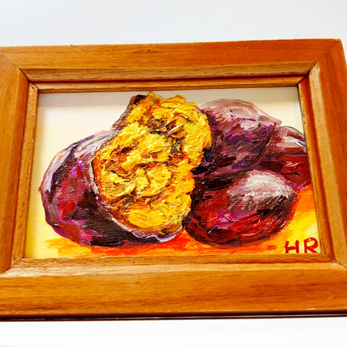 油絵 ミニ絵画額付き【サツマイモ】 絵画 HR 通販 12425423｜Creema