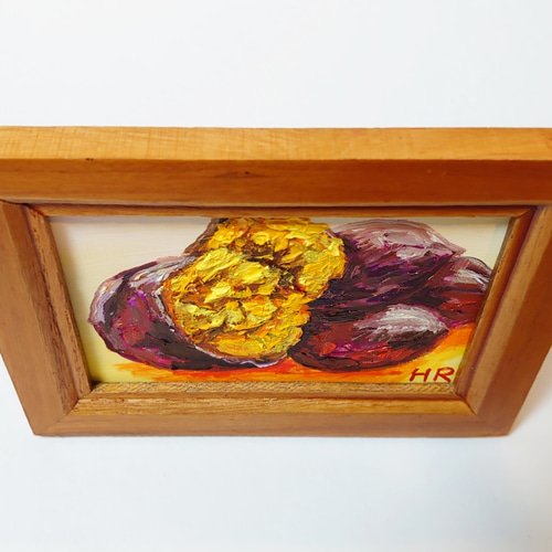 油絵 ミニ絵画額付き【サツマイモ】 絵画 HR 通販 12425423｜Creema