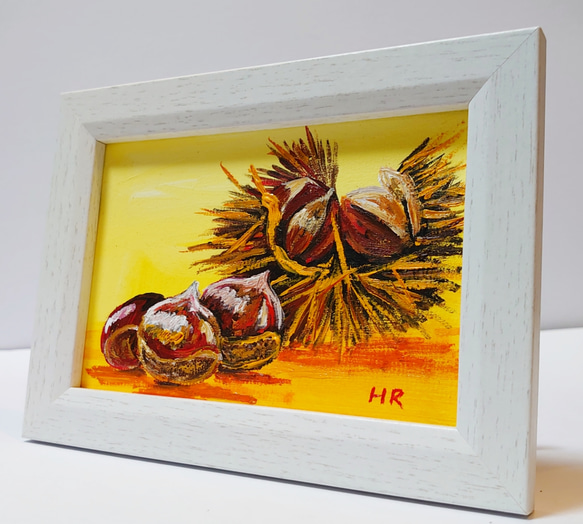 保障できる 油絵 ハガキ絵画額付き【栗】 絵画 HR 通販 12467689｜Creema 絵画