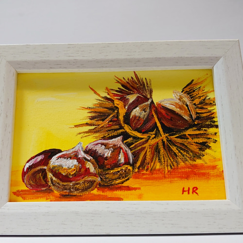 油絵 ハガキ絵画額付き【栗】 絵画 HR 通販 12467689｜Creema