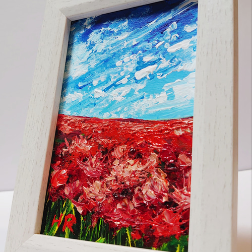 油絵 ハガキ絵画額付き【空と雲の彼岸花】 絵画 HR 通販 12479401