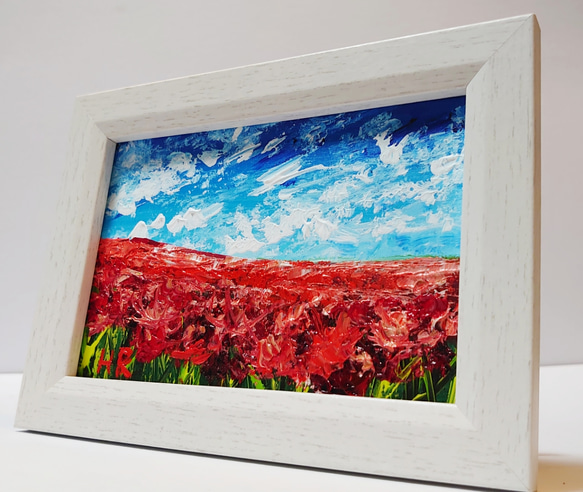 油絵 ハガキ絵画額付き【空と雲の彼岸花畑】 絵画 HR 通販