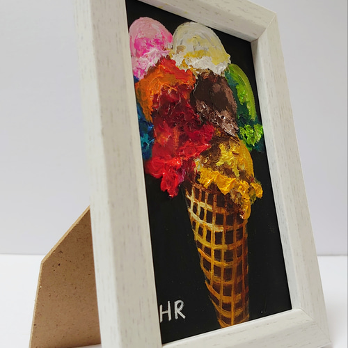 油絵 ハガキ絵画額付き【アイスクリーム】 絵画 HR 通販 12535913