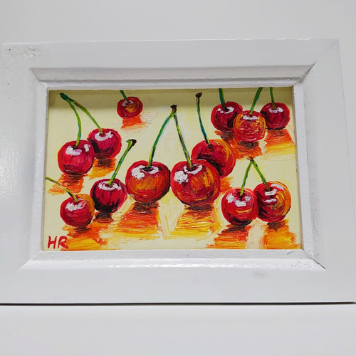油絵 ミニ絵画額付き【さくらんぼ】 絵画 HR 通販 12543775 油絵 ミニ絵画額付き【さくらんぼ】 絵画 HR 通販 12543775