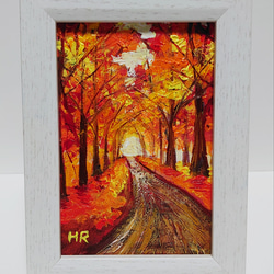 絵画 油絵 「初秋の里」H.K  送料込 油絵 絵画 【森の紅葉】 絵画 HR 通販 16759128｜Creema(クリーマ)