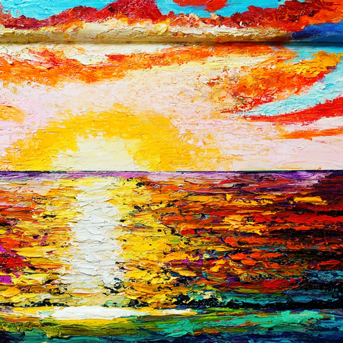 油絵 絵画【夕暮れ海】 油絵 夕暮れ海 絵画 HR 通販 12588664｜Creema(クリーマ)