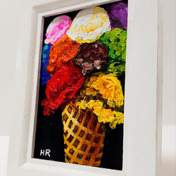 油絵  額付き 油絵 ミニ絵画額付き【アイスクリーム】 絵画 HR 通販