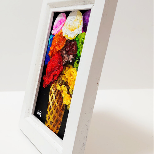 油絵 ミニ絵画額付き【アイスクリーム】 絵画 HR 通販 12606853