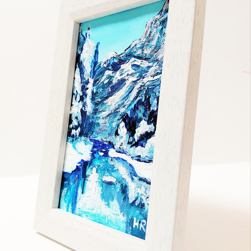 油絵 絵画 【冬の川】