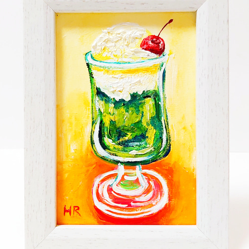 油絵 ハガキ絵画額付き【クリームソーダ】 絵画 HR 通販