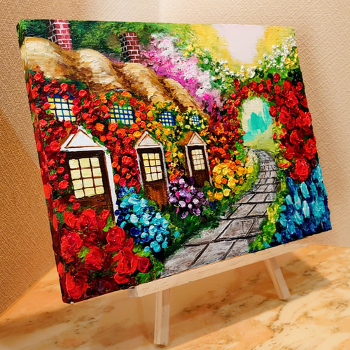油絵 花の住宅【F4号木製】 絵画 HR 通販 12618583｜Creema