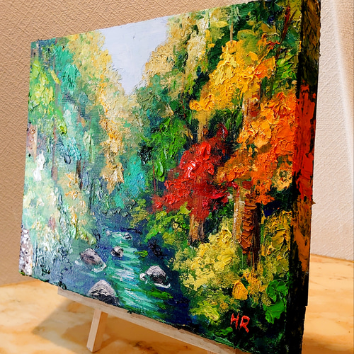 油絵 風景画 F6号 額縁 超希少 高級 日本画 風景 木 傑作 額縁