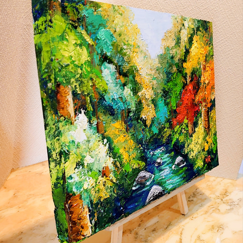 油絵 森の風景【F4号木製】 絵画 HR 通販 12618671｜Creema(クリーマ)