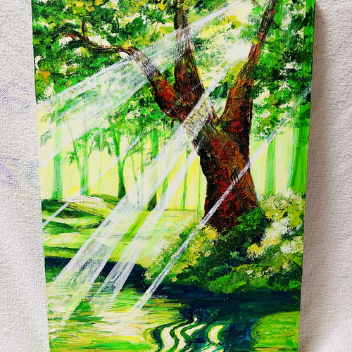油絵 新緑の光 絵画 HR 通販 12621412｜Creema(クリーマ)