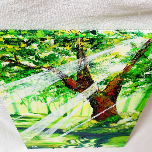 油絵 絵画【新緑の光】 油絵 新緑の光 絵画 HR 通販 12621412｜Creema(クリーマ)