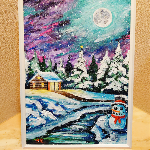 油絵 絵画【クリスマス夜に】 油絵 クリスマス夜に 絵画 HR 通販 12631609｜Creema(クリーマ)