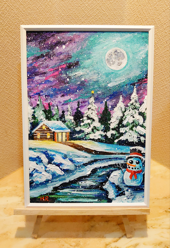 油絵 絵画【クリスマス夜に】 油絵 クリスマス夜に 絵画 HR 通販 12631609｜Creema(クリーマ)