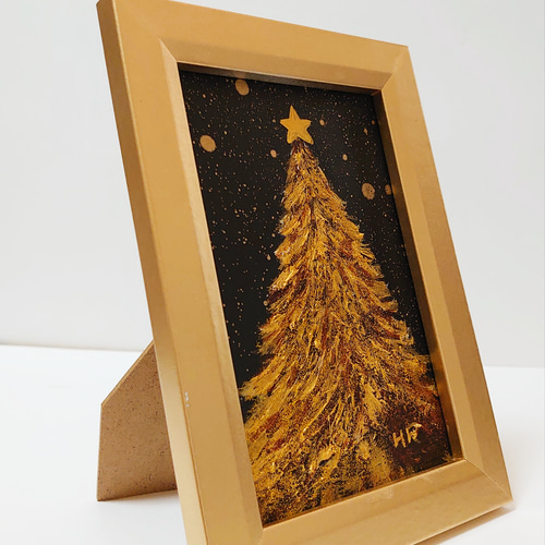 福袋 | レディースファッション通販【公式】 油絵 通販 HR 絵画 ハガキ絵画額付き【黄金クリスマスツリー】 絵画+タペストリー