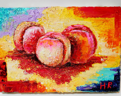 油絵 桃 絵画 HR 通販 12660191｜Creema(クリーマ)