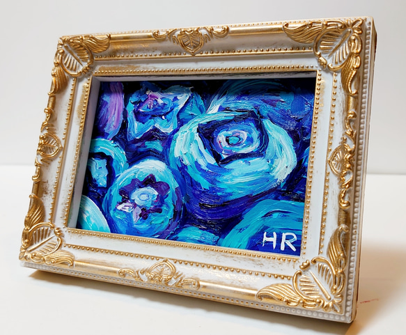 油絵 ミニ絵画手作り額オーダーページ 油絵 ミニ絵画額付き【ブルーベリー】 絵画 HR 通販 12660483