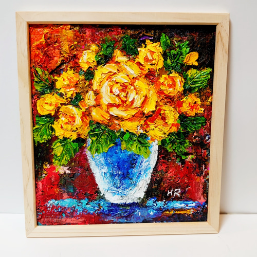 人気❣️バラの油絵　薔薇　SM モダン　額縁付 人気❣️バラの油絵 薔薇 SM モダン 額縁付