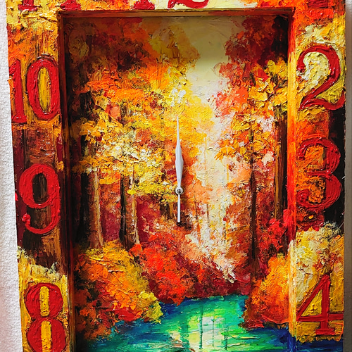 油絵 賄っ 絵画【紅葉の湖】