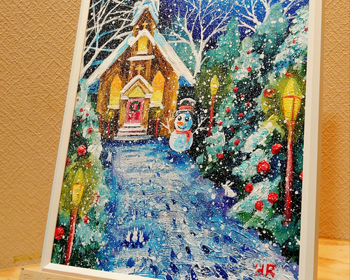 油絵 絵画 月のクリスマスボックス 油絵 絵画 月のクリスマスボックス