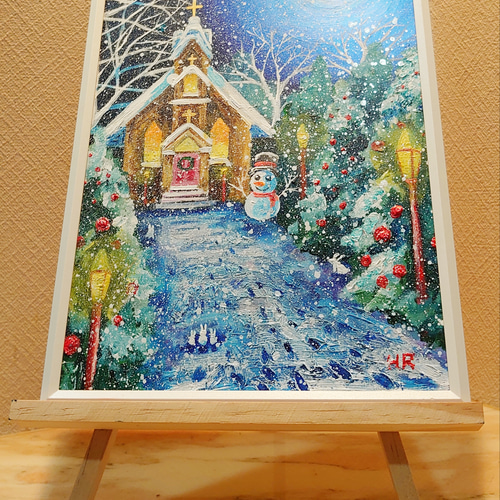 油絵 クリスマスの教会 絵画 HR 通販 12689567｜Creema(クリーマ)