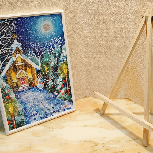 油絵 クリスマスの教会 絵画 HR 通販 12689567|Creema(クリーマ) 油絵 クリスマスの教会 絵画 HR 通販 12689567|Creema(クリーマ)