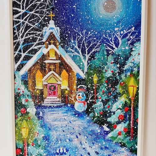衝撃の激安コスパ・掘り出し物も 油絵 クリスマスの教会 絵画 HR 通販 12689567｜Creema(クリーマ) 絵画
