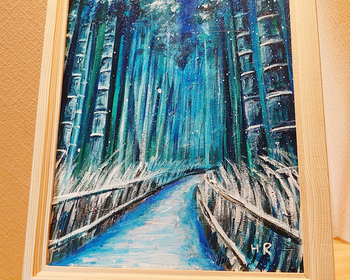 油絵 絵画 【冬の竹林】 油絵 冬の竹林 絵画 HR 通販 12694383｜Creema(クリーマ)