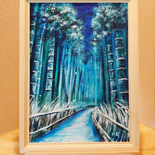 油絵 絵画 【冬の竹林】 油絵 冬の竹林 絵画 HR 通販 12694383｜Creema(クリーマ)