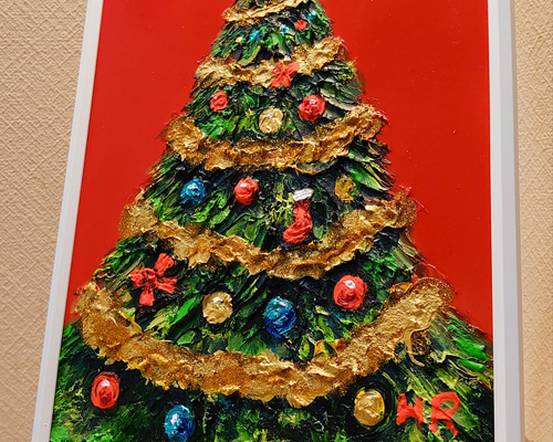油絵 油彩 油彩画 絵画【黄金クリスマスツリー】 油絵 油彩 油彩画 絵画【黄金クリスマスツリー】 - メルカリ