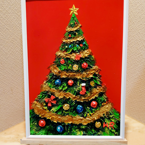 油絵 クリスマスツリー 絵画 HR 通販 12704876｜Creema(クリーマ)
