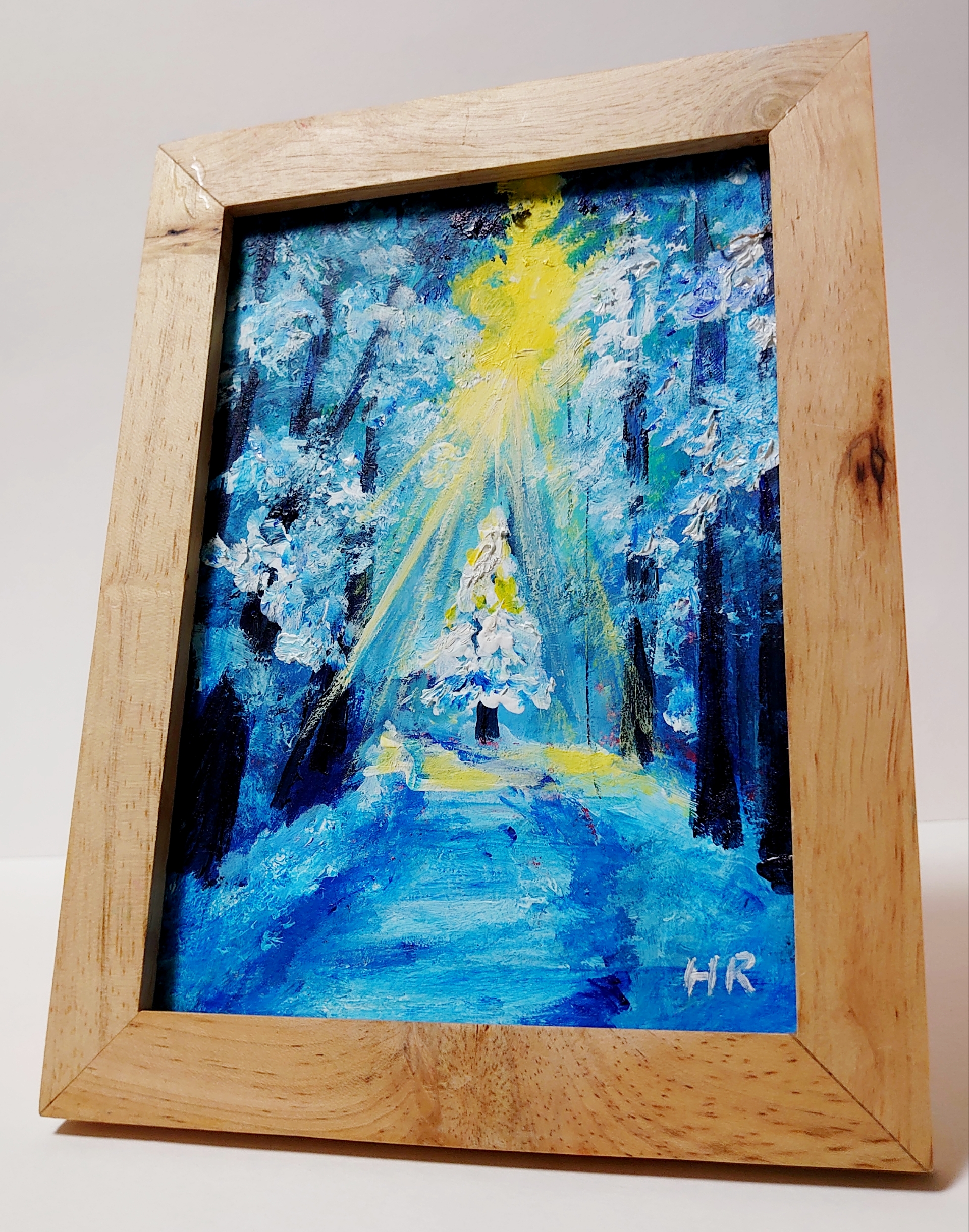 「　湖畔の冬　」油彩画　原画　額付