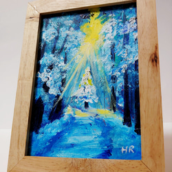 「　湖畔の冬　」油彩画　原画　額付 f55ee5f5400ba75c7c0abd886df5d7