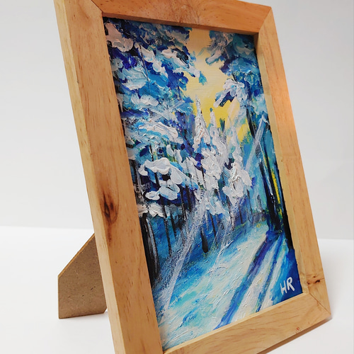 油絵 絵画【冬の朝日】