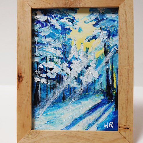 油絵 絵画【冬の朝日】