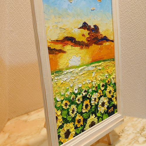 油絵 絵画【夕暮れ向日葵畑】 絵画 HR 通販 16123125｜Creema