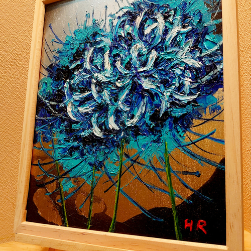 油絵 青い彼岸花【四切木製】 絵画 HR 通販 12765043｜Creema
