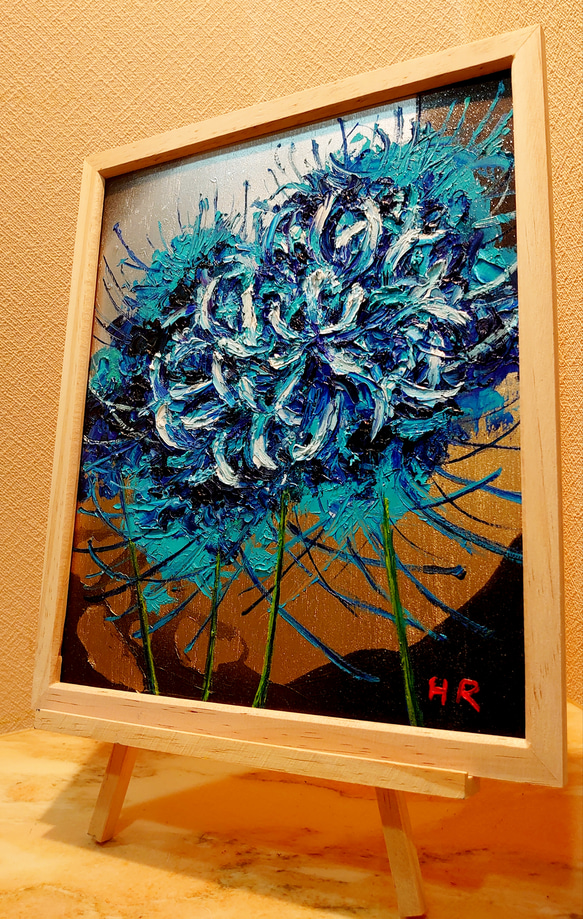 油絵 青い彼岸花【四切木製】 絵画 HR 通販 12765043｜Creema