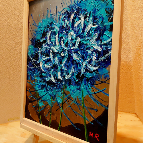油絵 青い彼岸花【四切木製】 絵画 HR 通販 12765043｜Creema