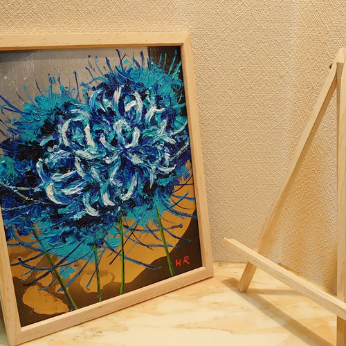 大人気新品  油絵 青い彼岸花【四切木製】 絵画 HR 通販 12765043｜Creema 絵画