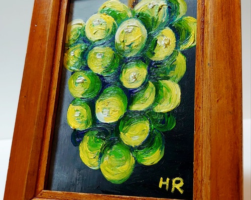 果物静物画 油絵 シャインマスカット 静物画 絵画 果物絵画 果物