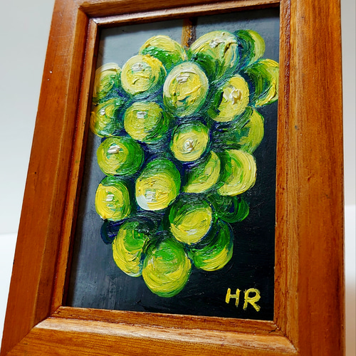 油絵 ミニ絵画額付き【シャインマスカット】 絵画 HR 通販 12811310