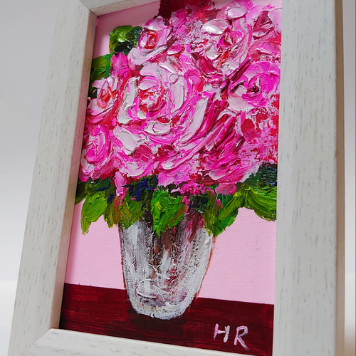 「薔薇」　油絵 薔薇 油絵 額入・No.130603-13・梱包サイズ140 | リサイクル