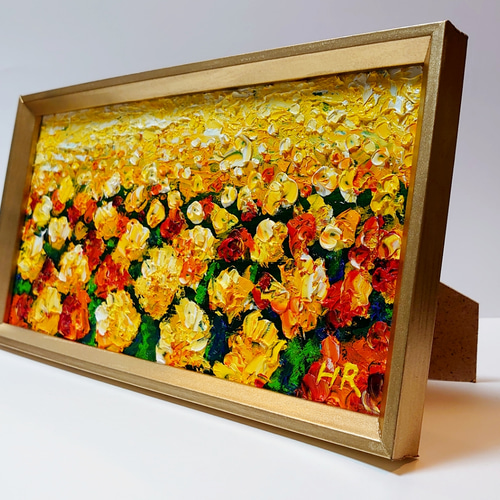 油絵 絵画 マリーゴールド【A4】